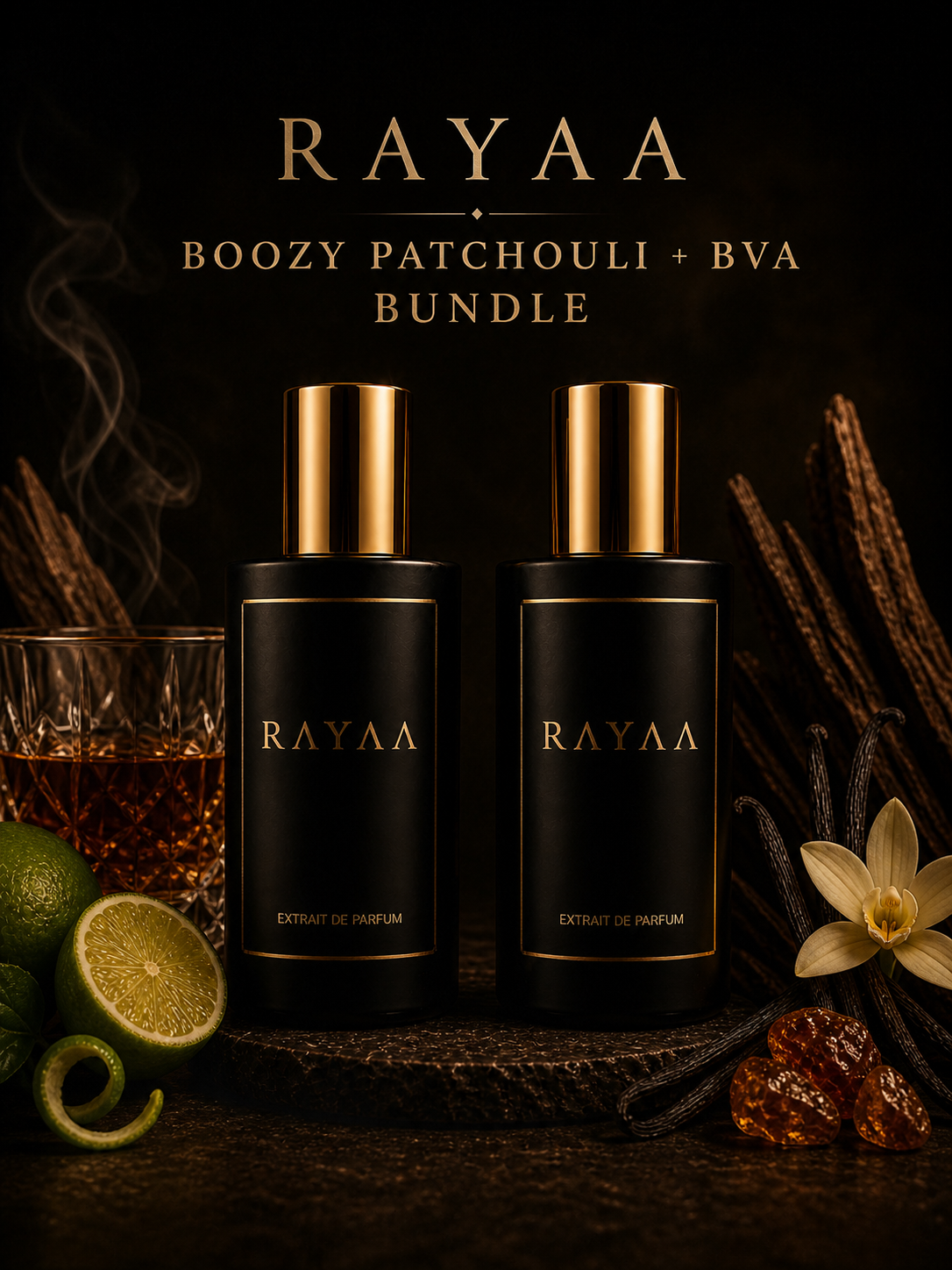 Boozy Patchouli and Black Vanilla Amber Bundle (2 x 50ml Extrait)