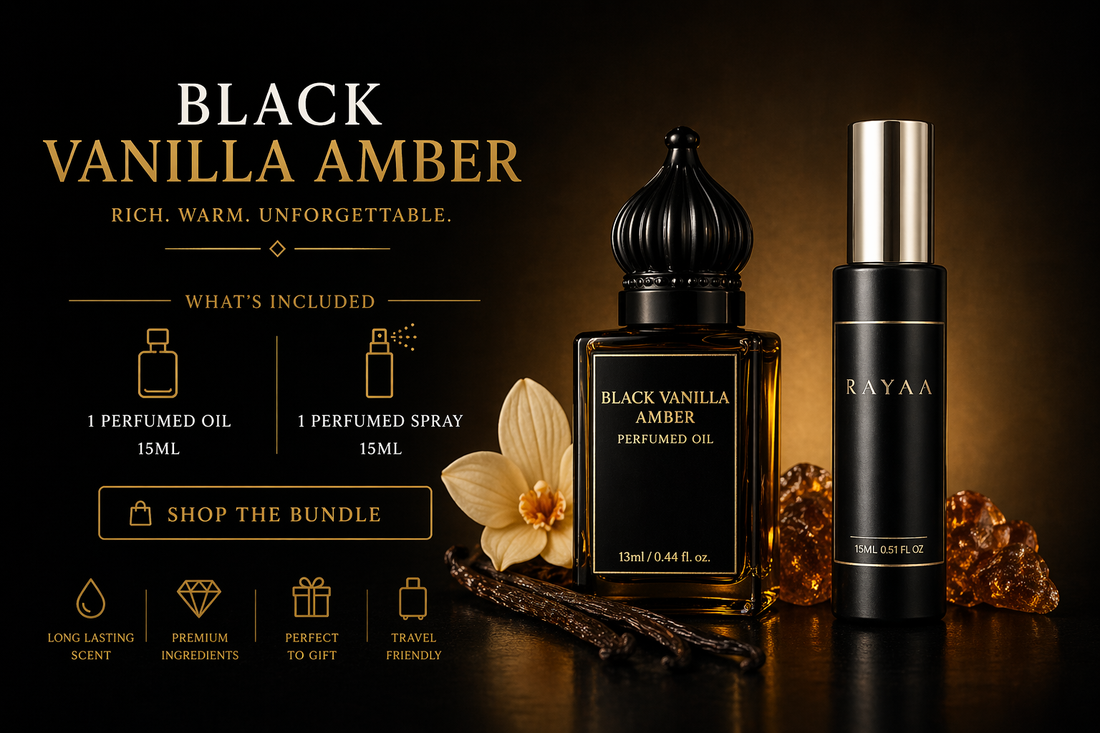 Black Vanilla Amber Bundle (15ml Spray and 13ml Oil)